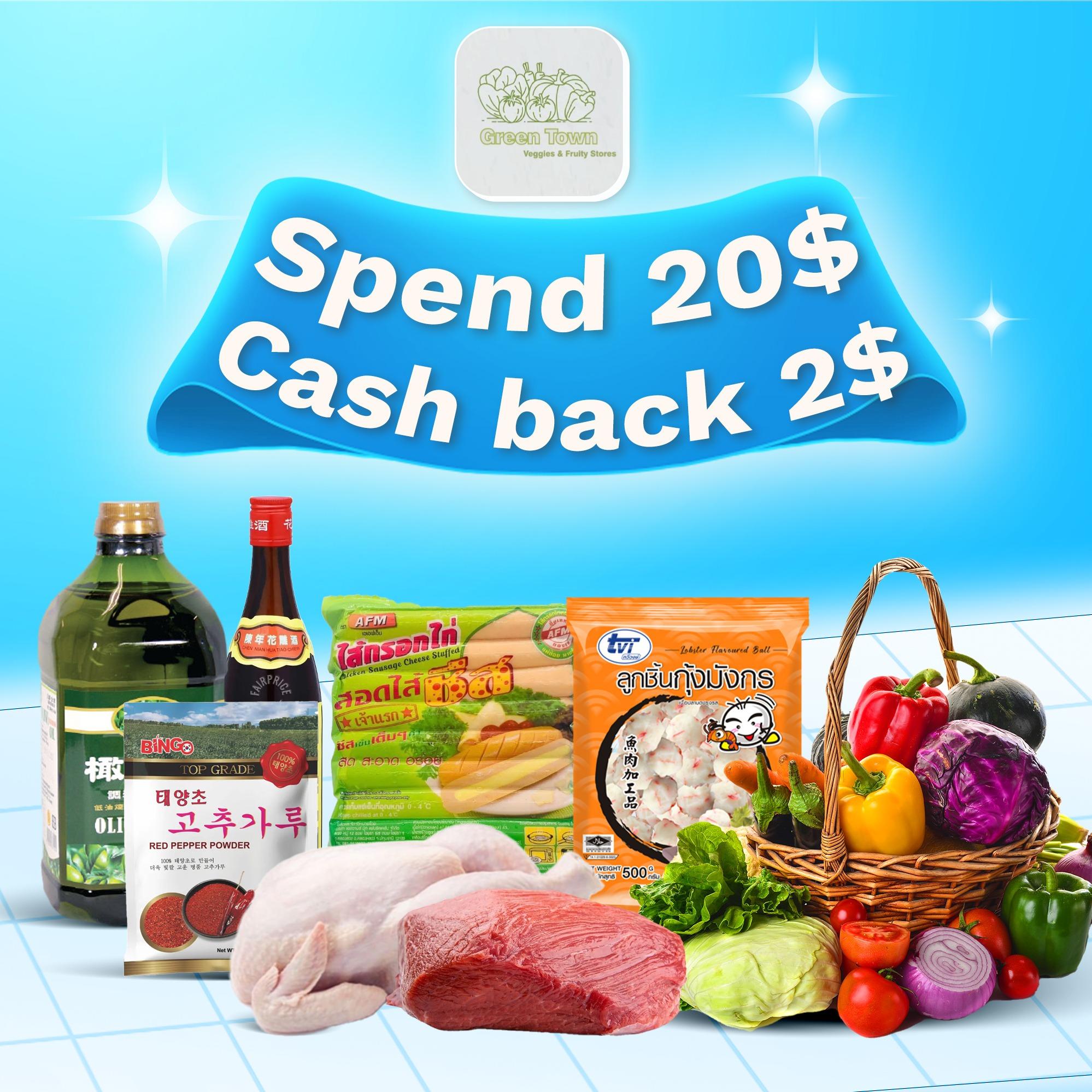 Spend 20$ cash back 2$
